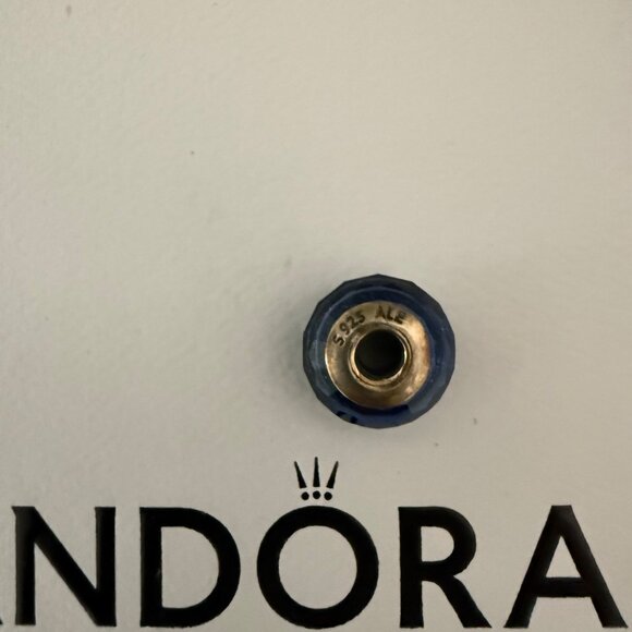 Pandora Fascinating Blue Iridescence Blue Murano Glass Bead ALE 925 Silver - Picture 3 of 4